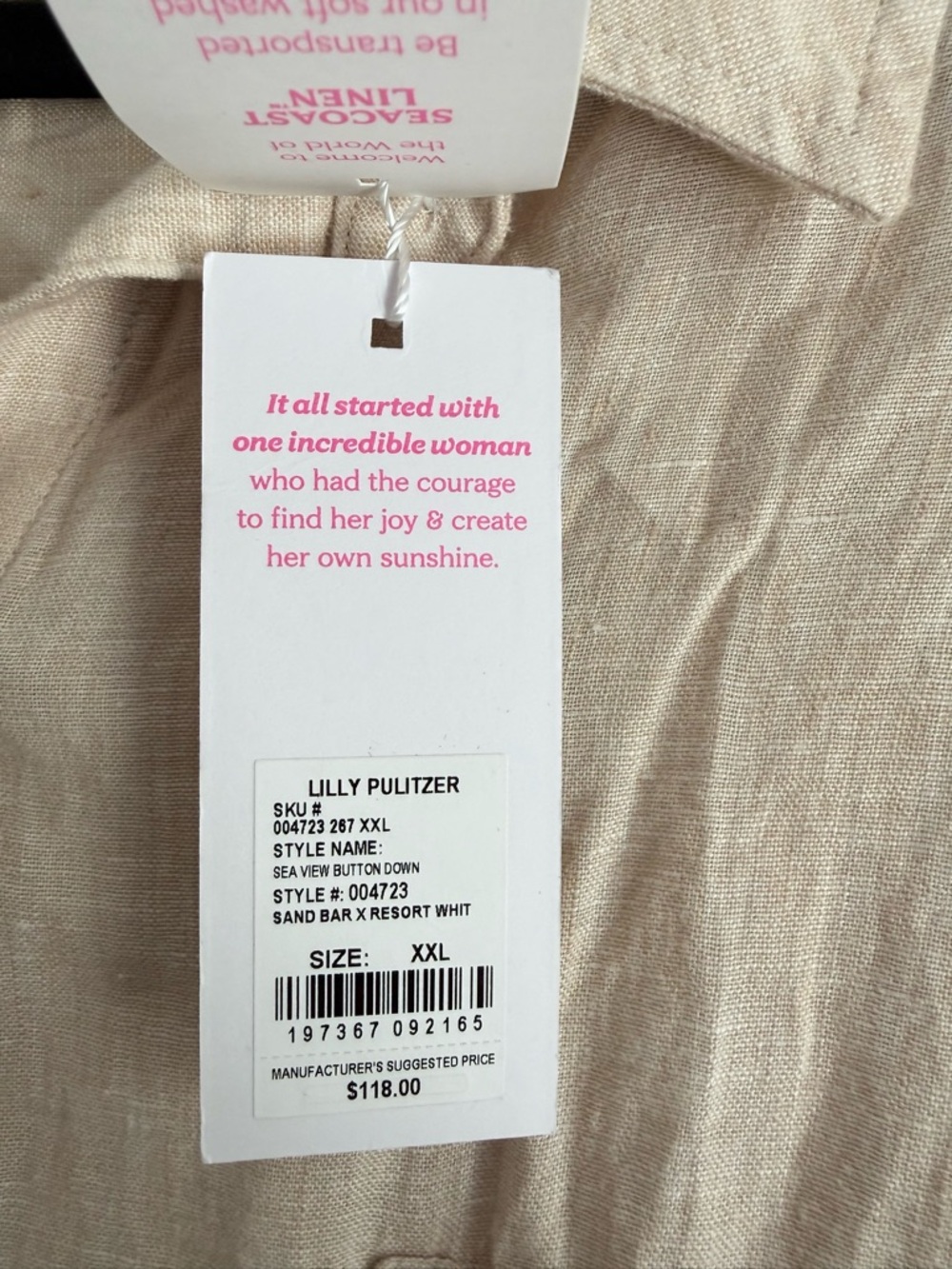 NWT Lilly Pulitzer SEA VIEW BUTTON DOWN SAND BAR X RESORT WHITE XXL - Picture 5 of 5